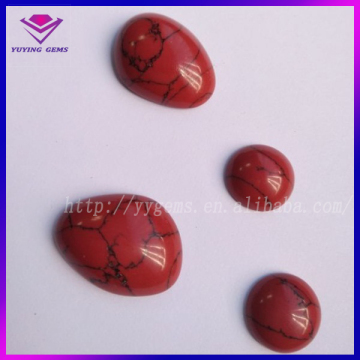 Synthetic Turquoise Stone Rough Red Oval Flat Back Crystal China