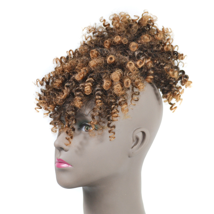 High puff drawstring afro kinky curly synthetic ponytail with bangs