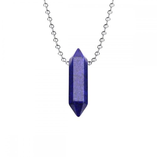Natural Crystal Double Hexagonal Pointed Gemstone Pendant Necklace with 45cm Chain Gemstone Hexagon Point Pendant choker