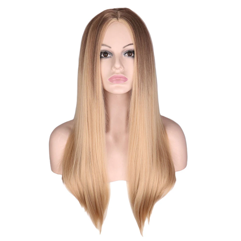 100% Synthetic Hair Machine Made Women Natural Bob Black and Honey Blond Silk Straight Heat Resistant Soft Synthetic Wig