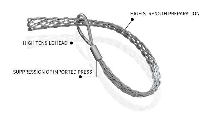 Pull grips are designed to serve as reusable tools for light industrial pulling of electrical cable or wire and for underground and industrial plant wiring and re-wiring.  These cable pullers offer protection from abrasion and ease the cable through bends and rough surfaces. Cable puller grips also serve as a temporary splice, when replacing old cable with new, and to pull slack in new construction or maintenance operations. Features Flexible eye Single weave variable mesh provides uniform positive gripping power High strength galvanized steel mesh grip Reusable Easily mates with swivel and link type connections Tubular metal shoulders protect cable ends Easily installed on cable Applications Utility work Service lines in industrial and commercial buildings Light-duty underground transmission line stringing