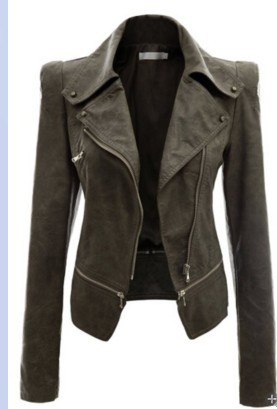 Women's Fashion Studded Perfectly Shaping Faux Leather Biker Jacket