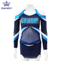Royal blauw metallic cheerleading uniformen