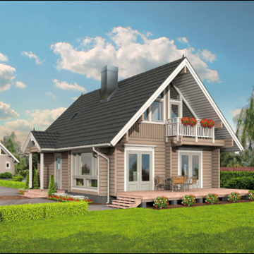 prefab wood house near the hill