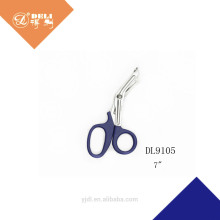 7 inch professional black coating plastic handle bandage scissors