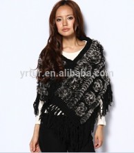 YRFUR YR010 Crochet Yarn Knit Rabbit Fur Shawl/Japanese Style Poncho Shawl
