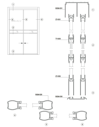 67mm in stock wardrobe door Aluminium profiles