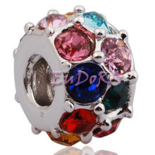 Great Polishing And Delicate Sterling Silver European Bead-rhinestone Bead