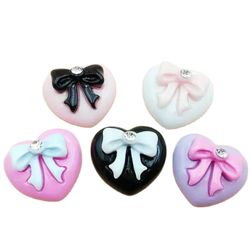 Lovely Resin Hear Bowknot DIY Craft Charms Home Decoration Hair Bows Center Accessories Phone Case Handmade Ornament