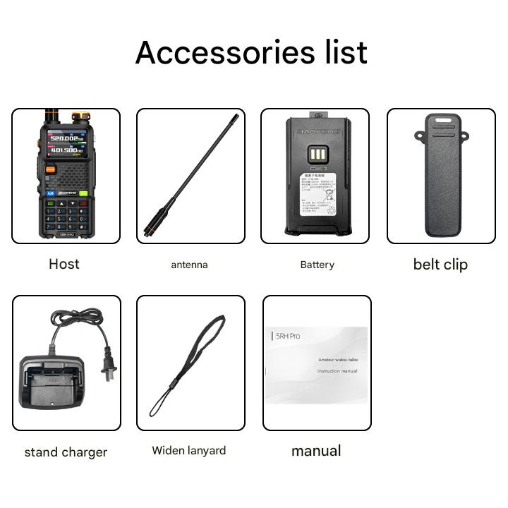 Baofeng UV-5RH Long Range Walkie Talkie Air Band 14.5W 3800mAh AM FM Radio Six Band 65-520MHz UV-5RM Ham Radio
