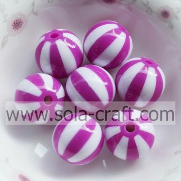 20MM 500Pcs China Alibaba Wholesale Spacer Loose Charm Purple Amethyst Striped Round Watermelon Resin Round Beads For Jewelry Ma