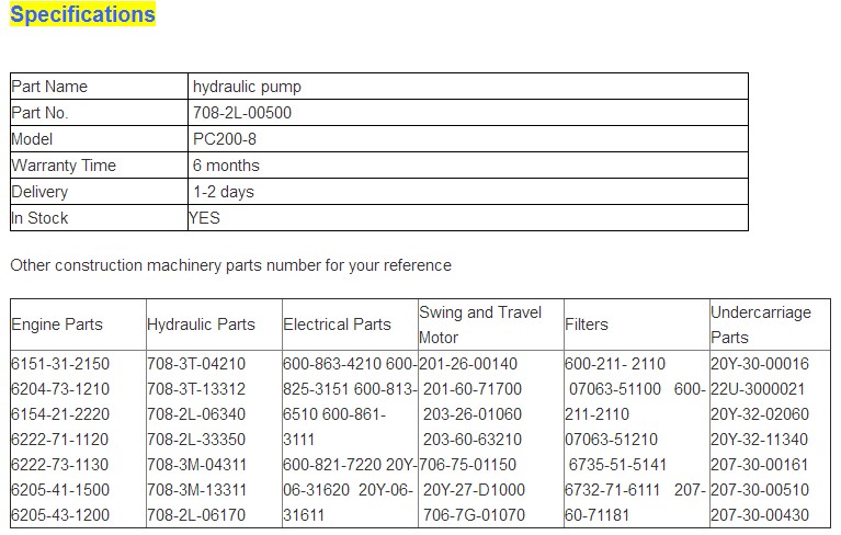 PC200-8 PUMP