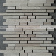 2017 China supplier good price Bathroom Travertin marble mosaic tile on mesh in Foshan in strip shape EMS04