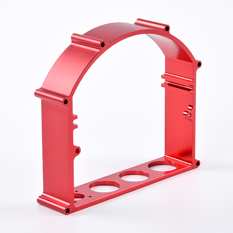 Precision aluminum extrusion and milling frame in red