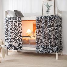 Black and White Graffiti Privacy Bed Curtain