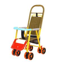 Bamboo and Rattan Trolley Baby Chair - Foldable Rattan Woven Children's Trolley