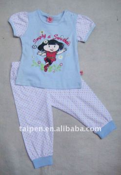 100% Cotton Baby Pajamas Short Sleeve Top And Long Pants Summer Pajamas
