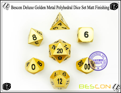 Bescon Deluxe Golden Metall Polyhedral Würfel Set Matt Finishing-7 Bescon Deluxe Golden Metal Polyhedral Dice Set Matt Finishing-7