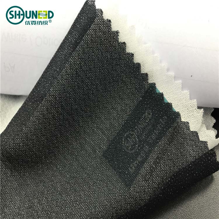 High quality OEKO woven fusible interlining tricot knitted woven fusible interlining pa double dot fusing polyester interlining