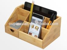 2015 new design 100% bamboo Organiser Tidy Stationery storage Box with drawer multifunction Desk Organiser