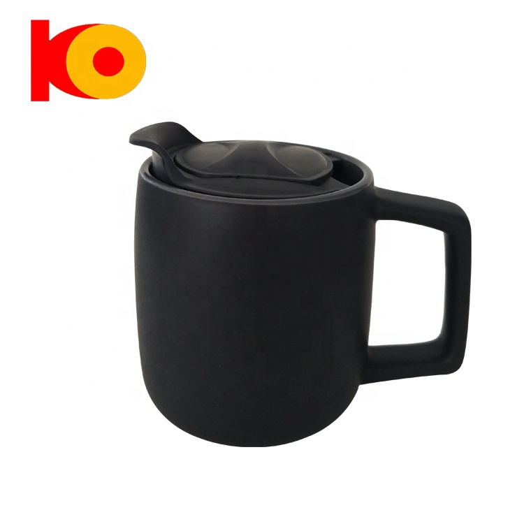 Fashion ceramic black coffee water mug creative simple milk tea cup with lid