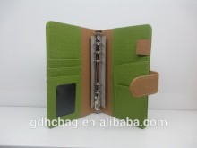 CN Mainland PU leather Notebook Cover with clear PVC card pocket ,File folder with Button Closure