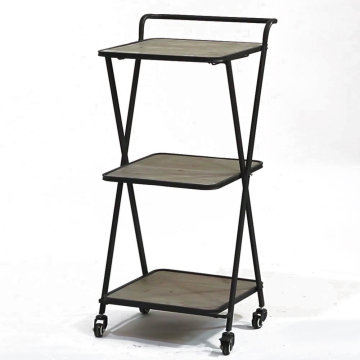Modern European Metal Wooden Folding Kitchen Trolley