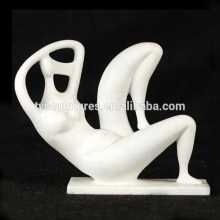Chinese contemporary art stone carving white marble abstract figure nude female statue