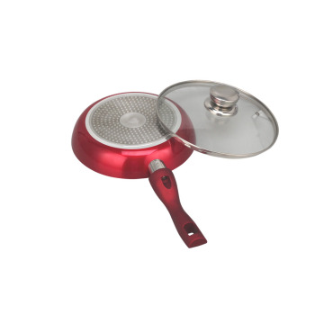 Red color Nonstick Frying pan with Lid Small