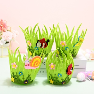 Cross-Border Wholesale Easter Non-Woven Round Baskets for Decoration