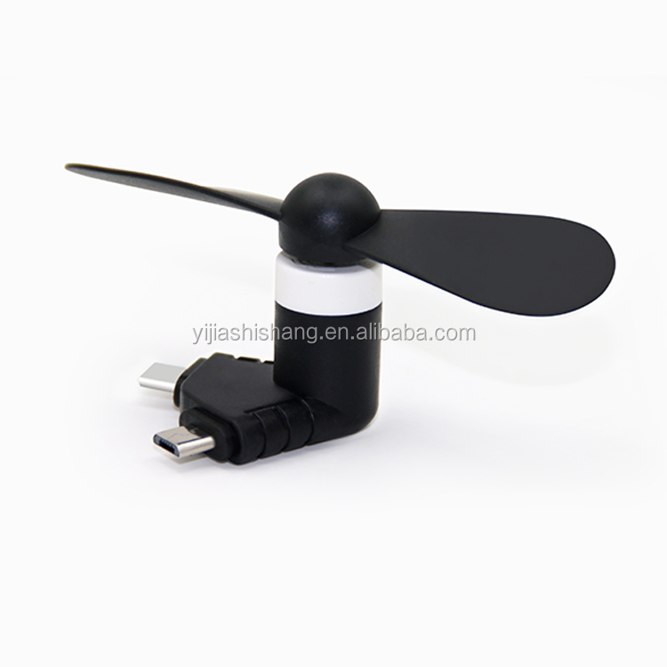 Yijiashishang Hot Portable Small 2 in 1 Mini USB Fan for Android and iOS Mobile Phone