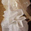 pure white drawstring satin bagpouch with lace