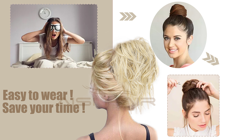 Aisi Hair Synthetic Donut Blonde Chignon Curly Bun Pad Chignon Elastic Band Ribbon Ponytail Rope Rubber Hair Extension For Women