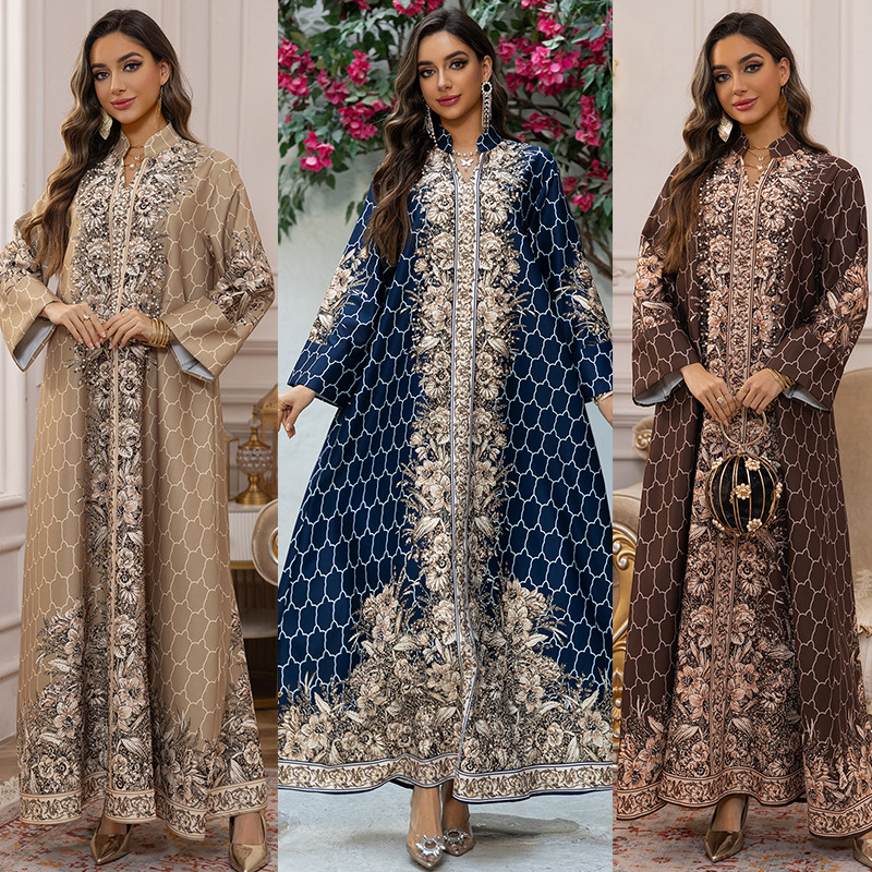 Etnik Taşlı Tükenmişlik Maxi Elbise (3) Embroidered Rhinestone Ethnic Burnout Long Maxi Dress