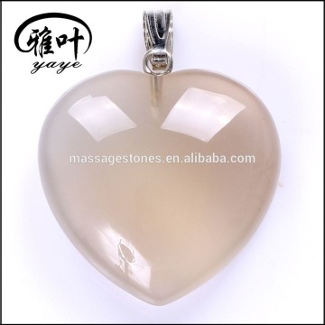 Gray Agate heart stone dowsing stone pendant
