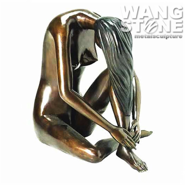 Life Size Erotic Brass Nude Girl Statue