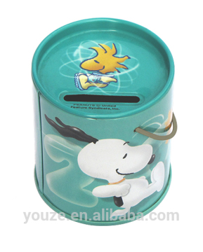 Round cartoon coin saving tin box
