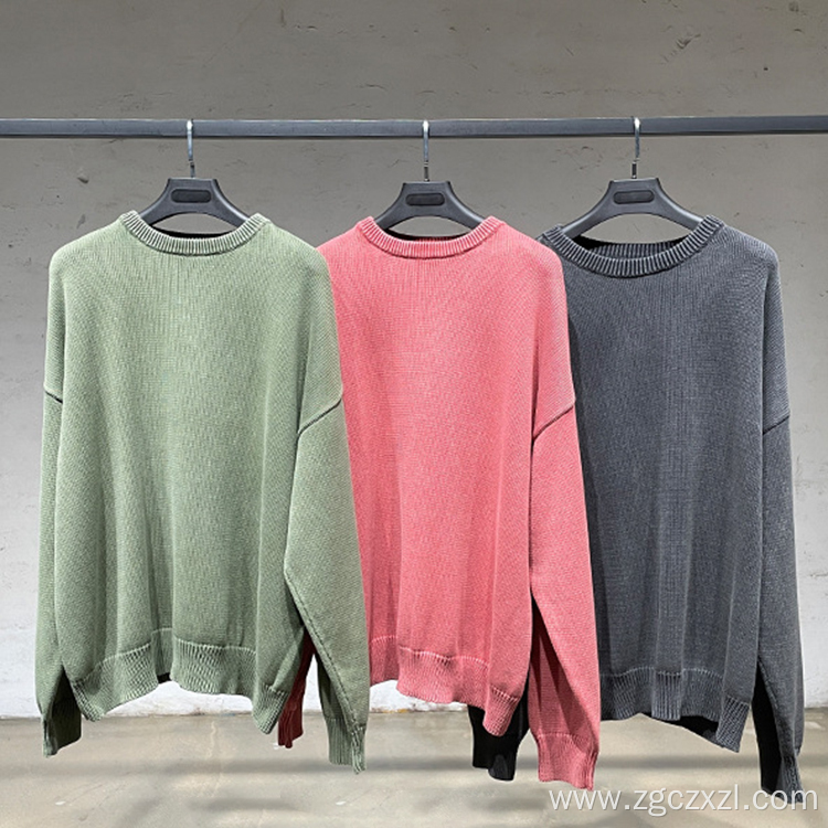 Oversize thick washed retro men's sweater
