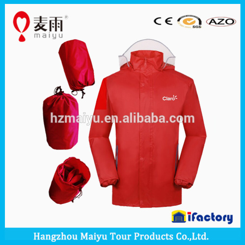 2015 New style plastic folding raincoat with sleeves