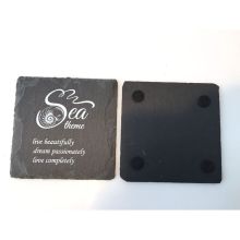Factory Direct Sale: Custom Shape Natural Square Slate Coaster Set