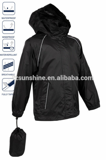 Reflective Plain Black Windbreaker Jacket with bag
