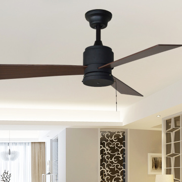 Ventilateur de plafond LEDER en rotin noir