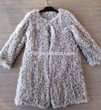 YR146A Women's Newest Fur Coat Curly Persian Lamb Hand Knit Fur Clothes