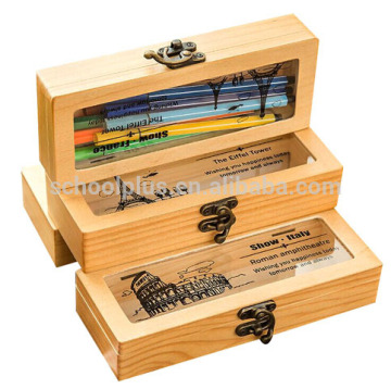 Wooden pencil box pencil case antique pencil holder