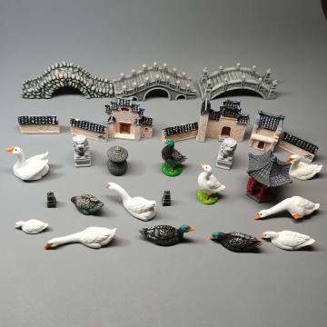 Chinese Fengshui Miniature Zen Garden Statue with Moss Terrarium