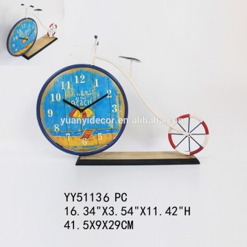 Factory cheap bicycle metal table clock, wholesale cheap clock