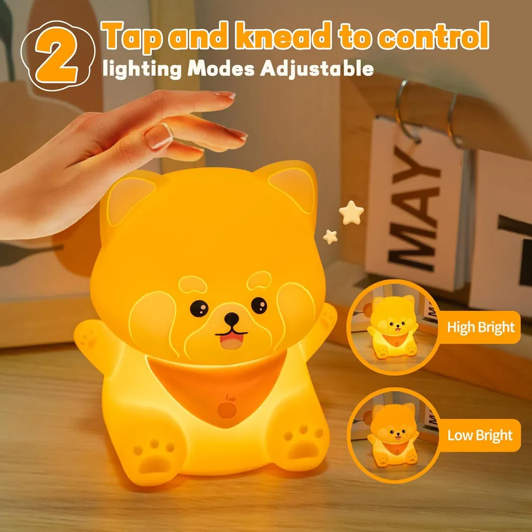 Adorable Rechargeable Red Panda Touch Lamp for Kids′ Rooms