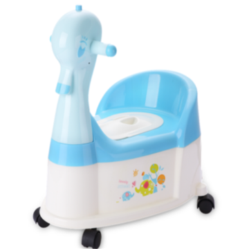 Orinal infantil de plástico con forma de pato y rueda