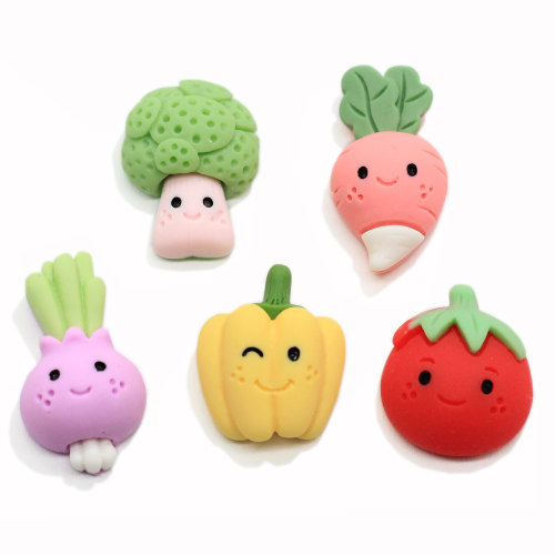 100Pcs Miniature Cartoon Vegetables Resin Flatback Cabochon Kawaii Simulation Food DIY Scrapbooking Jewelry Charms Accessories