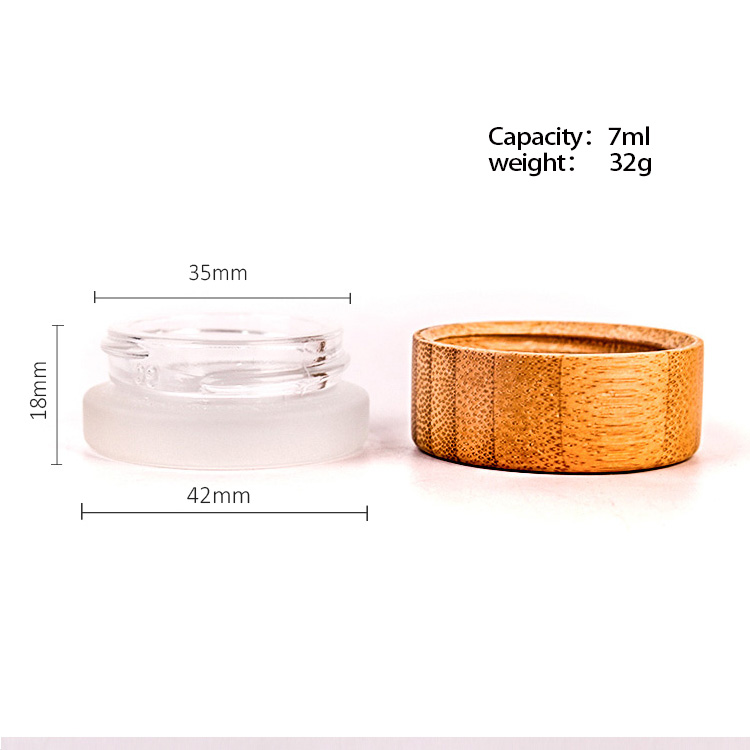 7g Frosted Glass Cream Jar Cosmetic Cream Jar Glass Eye Cream Jar with Bamboo lid